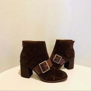Korks Denoon Bukle Brown Suede Women’s Ankle Boots Size 6 NWT